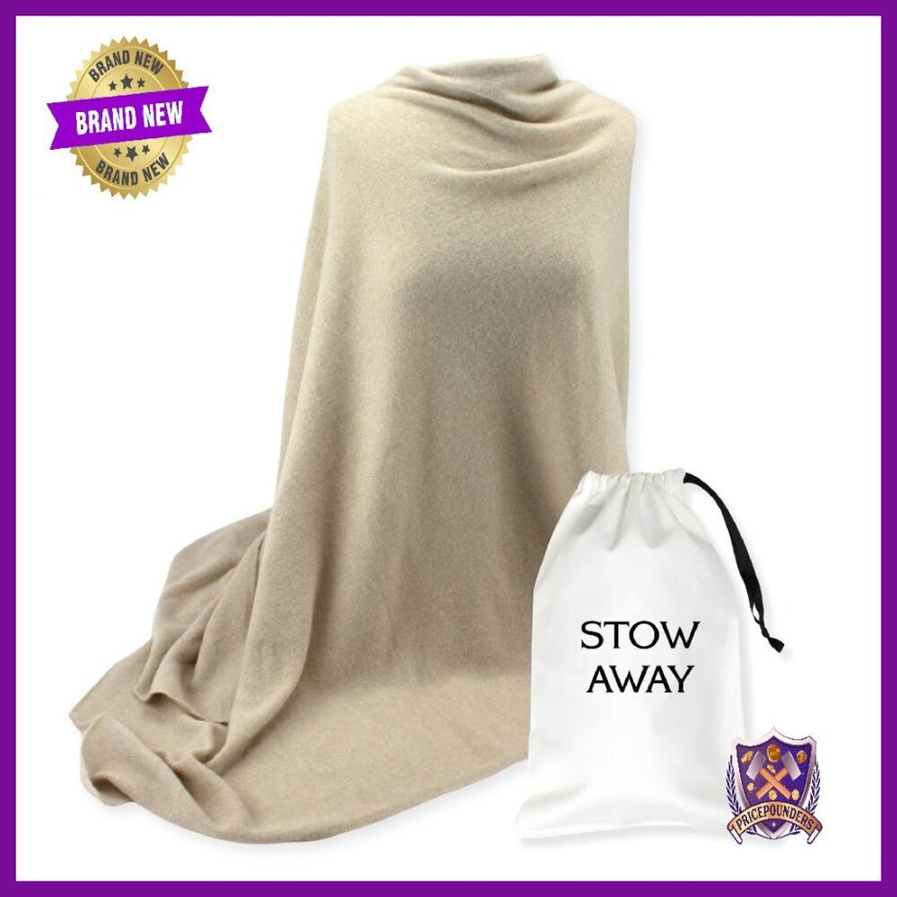 Luxury 100% Cashmere Travel Wrap Shawl Blanket 80x30 Inches